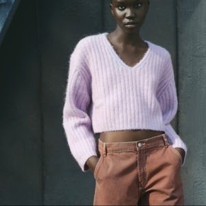 Zara crop sweater, alpaca wool blend, sweater